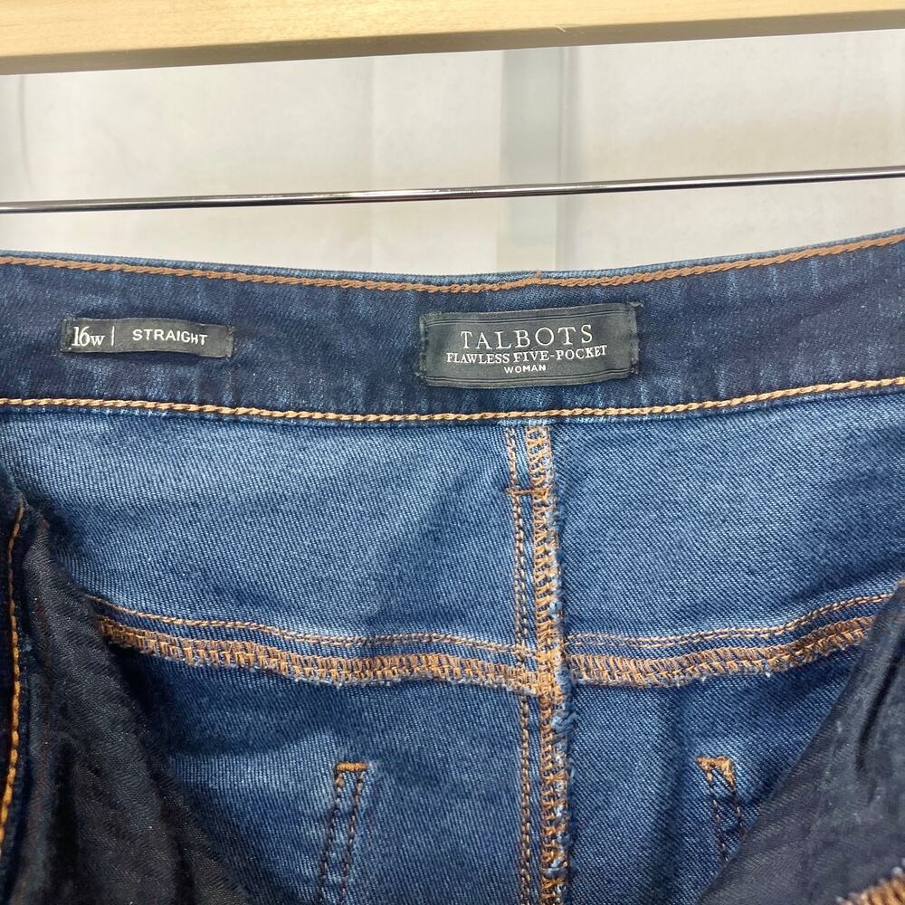 TALBOTS Flawless Five Pocket Straight Leg Jeans Cotton Denim Dark Blue 16W Plus - Picture 3 of 8